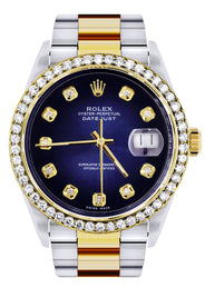 Diamond Gold Rolex Watch For Men 16233 | 36Mm | Blue Dial | Oyster Band