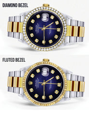 Diamond Gold Rolex Watch For Men 16233 | 36Mm | Blue Dial | Oyster Band