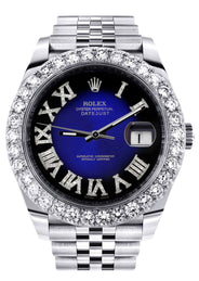 Rolex Datejust 41 Watch | 41 MM | Custom Blue Black Roman Diamond Dial | Jubilee Band