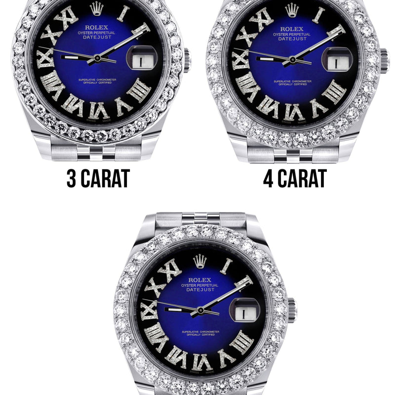 Rolex Datejust 41 Watch | 41 MM | Custom Blue Black Roman Diamond Dial | Jubilee Band