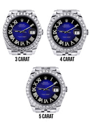 Rolex Datejust 41 Watch | 41 MM | Custom Blue Black Roman Diamond Dial | Jubilee Band