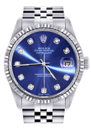 Womens Rolex Datejust Watch 16200 | Fluted Bezel | 36Mm | Blue Dial | Fluted Bezel | Jubilee Band