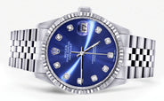 Womens Rolex Datejust Watch 16200 | Fluted Bezel | 36Mm | Blue Dial | Fluted Bezel | Jubilee Band