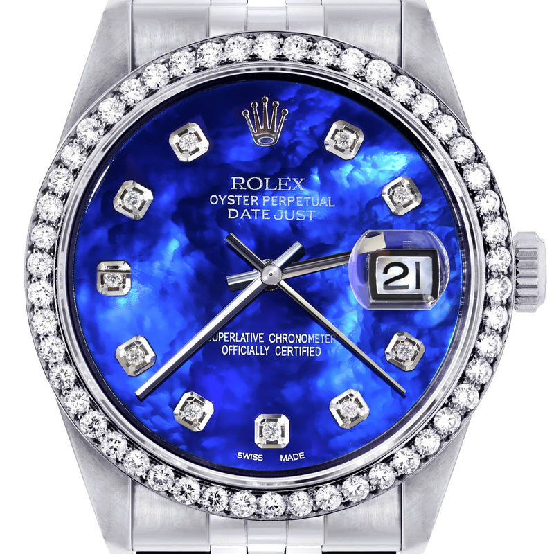 Mens Rolex Datejust Watch 16200 | 36Mm | Pearl Blue Dial | Jubilee Band