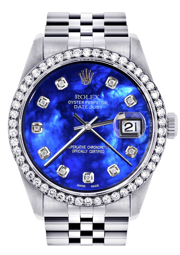 Mens Rolex Datejust Watch 16200 | 36Mm | Pearl Blue Dial | Jubilee Band