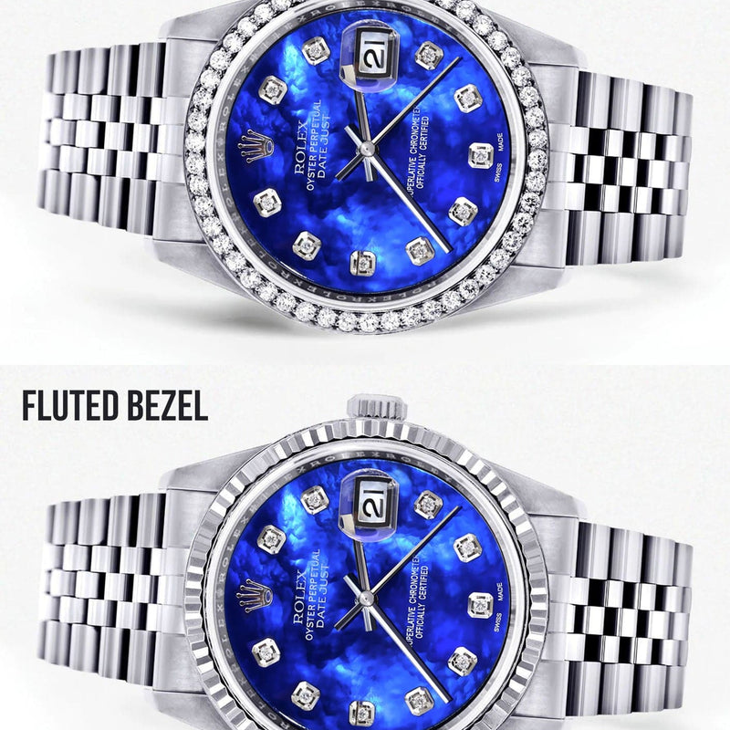 Mens Rolex Datejust Watch 16200 | 36Mm | Pearl Blue Dial | Jubilee Band