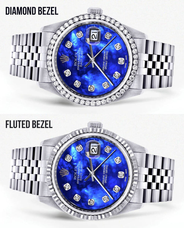 Mens Rolex Datejust Watch 16200 | 36Mm | Pearl Blue Dial | Jubilee Band