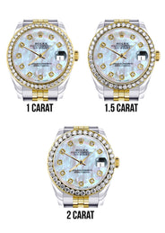 Diamond Gold Rolex Watch | 68273 |Diamond Bezel | 31MM | Mother Of Pearl Dial | Jubilee Band