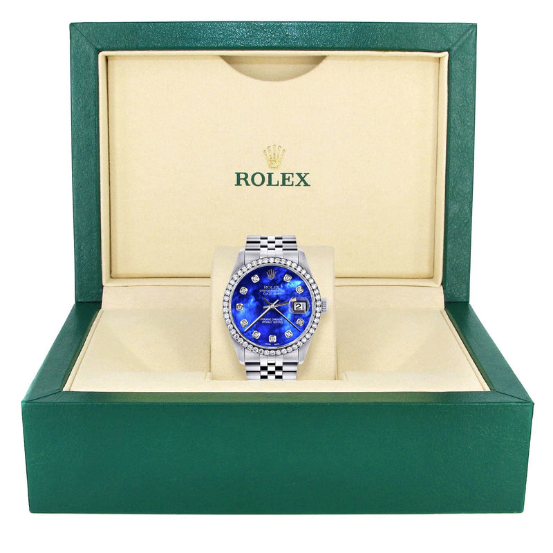 Mens Rolex Datejust Watch 16200 | 36Mm | Pearl Blue Dial | Jubilee Band