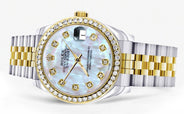 Diamond Gold Rolex Watch | 68273 |Diamond Bezel | 31MM | Mother Of Pearl Dial | Jubilee Band