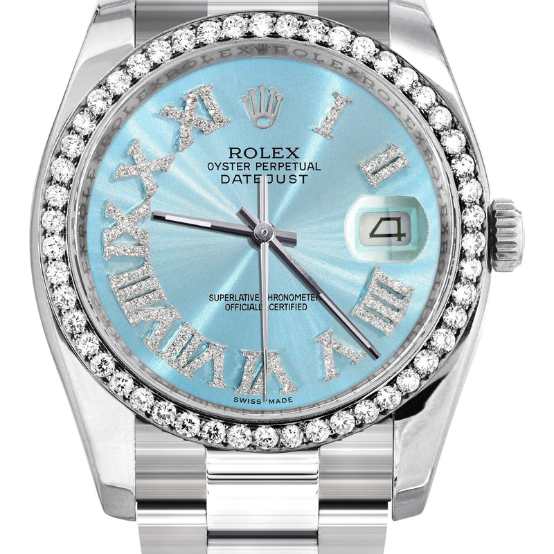 116200 | Rolex Datejust Watch | 36Mm | Light Blue Roman Dial | Oyster Band