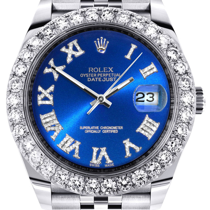 Rolex Datejust 41 Watch | 41 MM | Custom Blue Roman Diamond Dial | Jubilee Band
