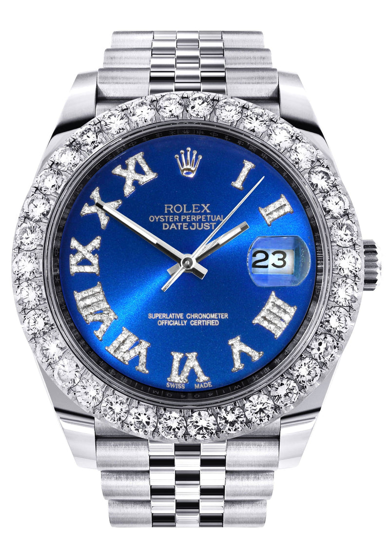 Rolex Datejust 41 Watch | 41 MM | Custom Blue Roman Diamond Dial | Jubilee Band