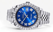 Rolex Datejust 41 Watch | 41 MM | Custom Blue Roman Diamond Dial | Jubilee Band