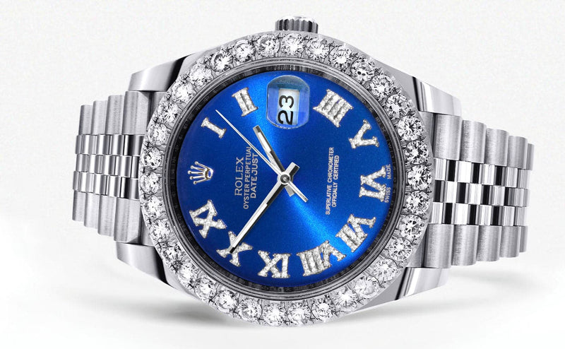 Rolex Datejust 41 Watch | 41 MM | Custom Blue Roman Diamond Dial | Jubilee Band