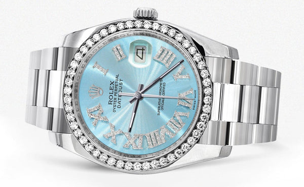 116200 | Rolex Datejust Watch | 36Mm | Light Blue Roman Dial | Oyster Band