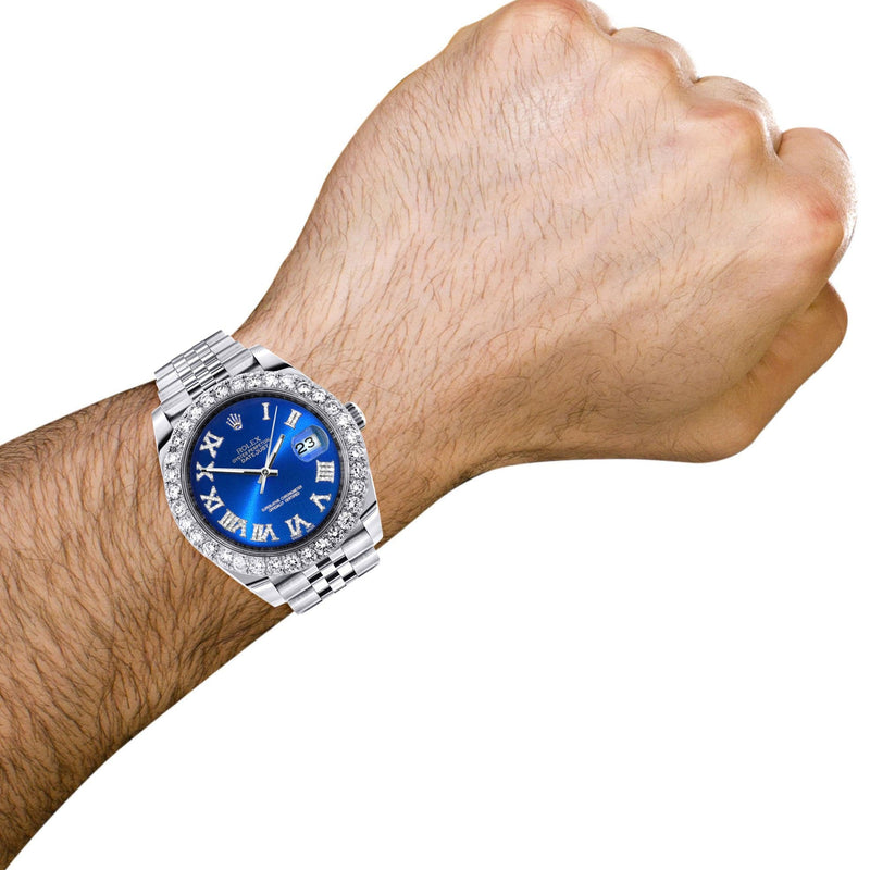 Rolex Datejust 41 Watch | 41 MM | Custom Blue Roman Diamond Dial | Jubilee Band