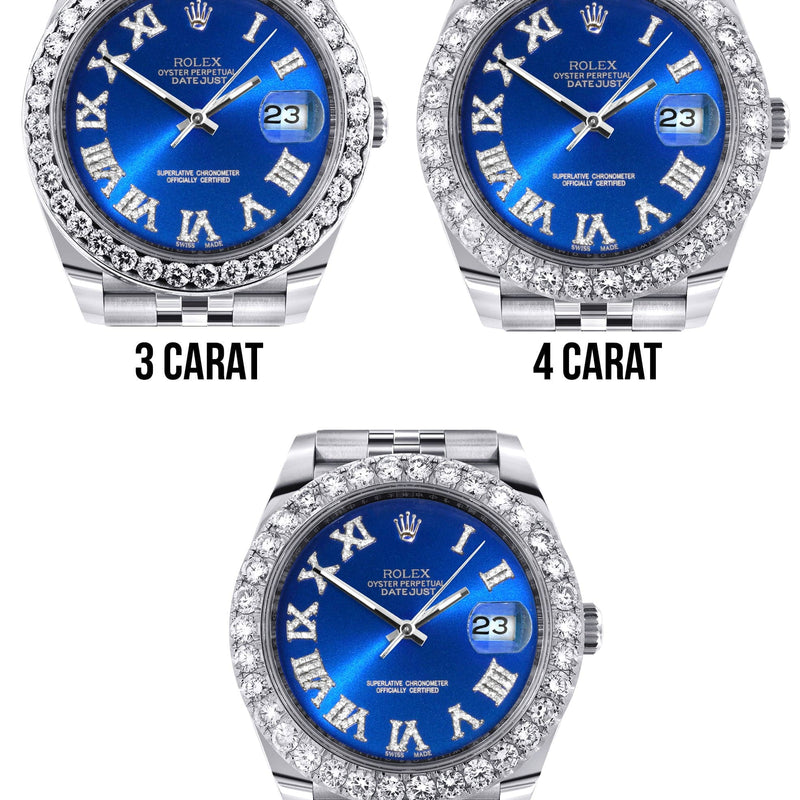Rolex Datejust 41 Watch | 41 MM | Custom Blue Roman Diamond Dial | Jubilee Band