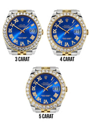 Rolex Datejust 41 Watch | 41 MM | 18K Yellow Gold & Stainless Steel | Custom Blue Roman Dial | Jubilee Band