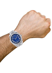 Rolex Datejust 41 Watch | 41 MM | Custom Blue Texture Roman Diamond Dial | Jubilee Band