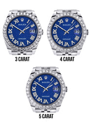Rolex Datejust 41 Watch | 41 MM | Custom Blue Texture Roman Diamond Dial | Jubilee Band