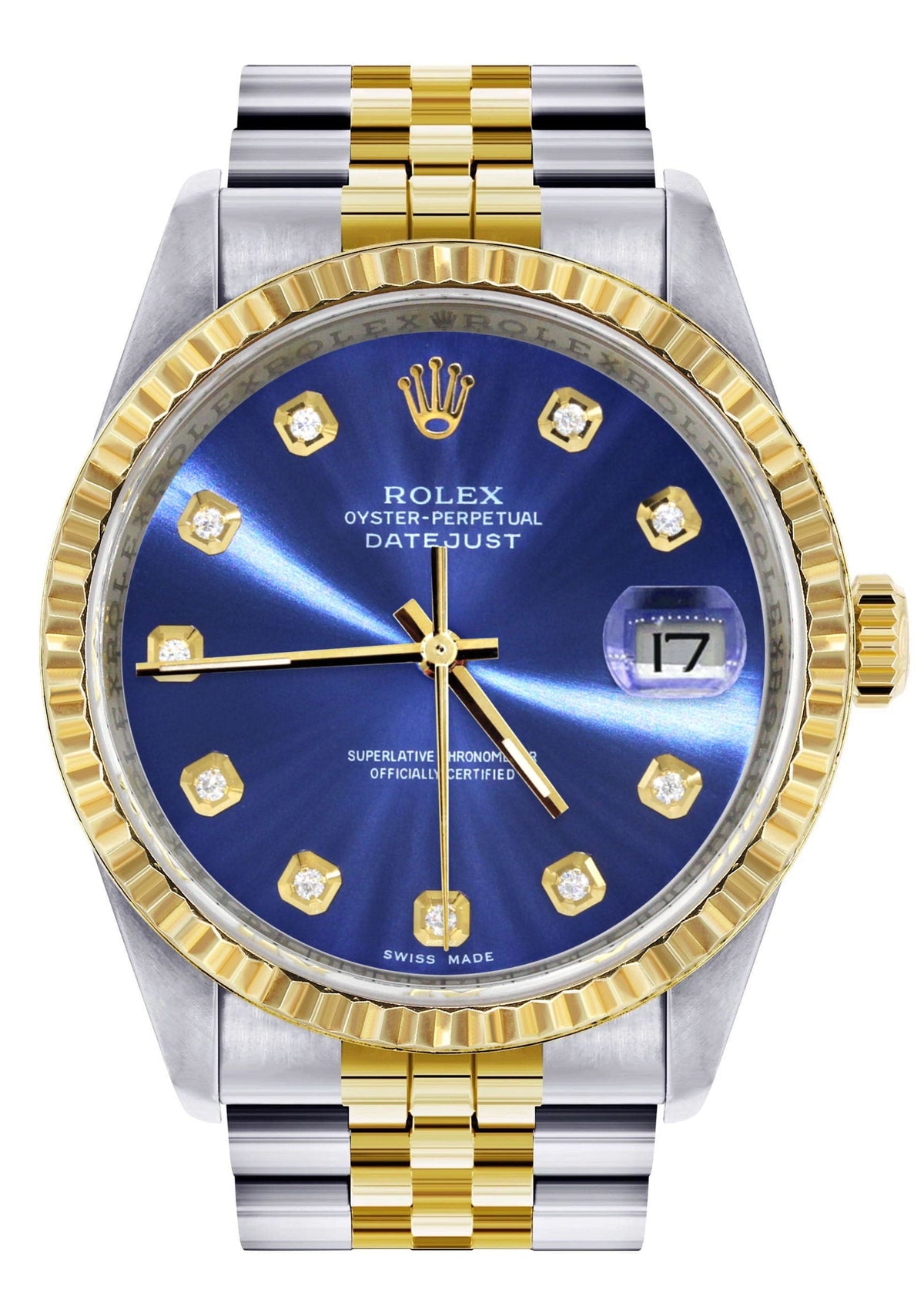 Mens Rolex Datejust Watch 16233 Two Tone | Fluted Bezel | 36Mm | Blue Dial | Jubilee Band