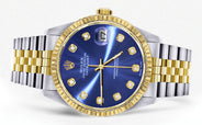 Mens Rolex Datejust Watch 16233 Two Tone | Fluted Bezel | 36Mm | Blue Dial | Jubilee Band