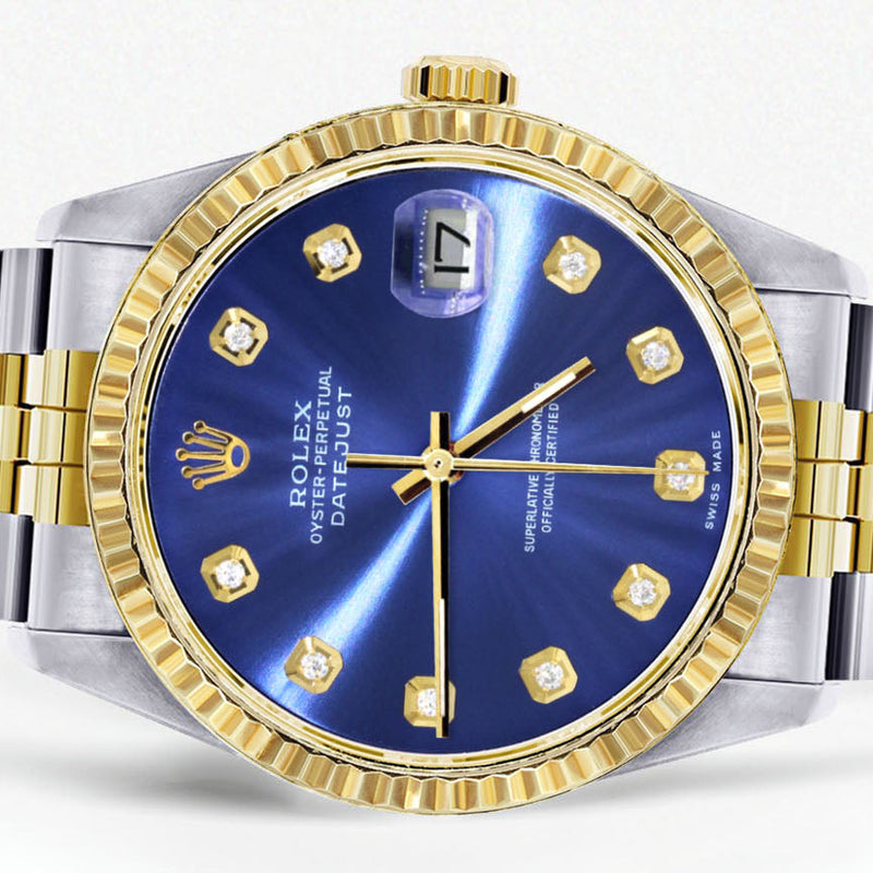 Womens Rolex Datejust Watch 16233 Two Tone | 36Mm | Blue Dial | Fluted Bezel | Jubilee Band