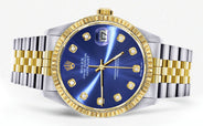 Womens Rolex Datejust Watch 16233 Two Tone | 36Mm | Blue Dial | Fluted Bezel | Jubilee Band