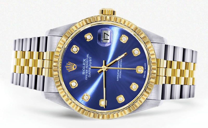 Womens Rolex Datejust Watch 16233 Two Tone | 36Mm | Blue Dial | Fluted Bezel | Jubilee Band
