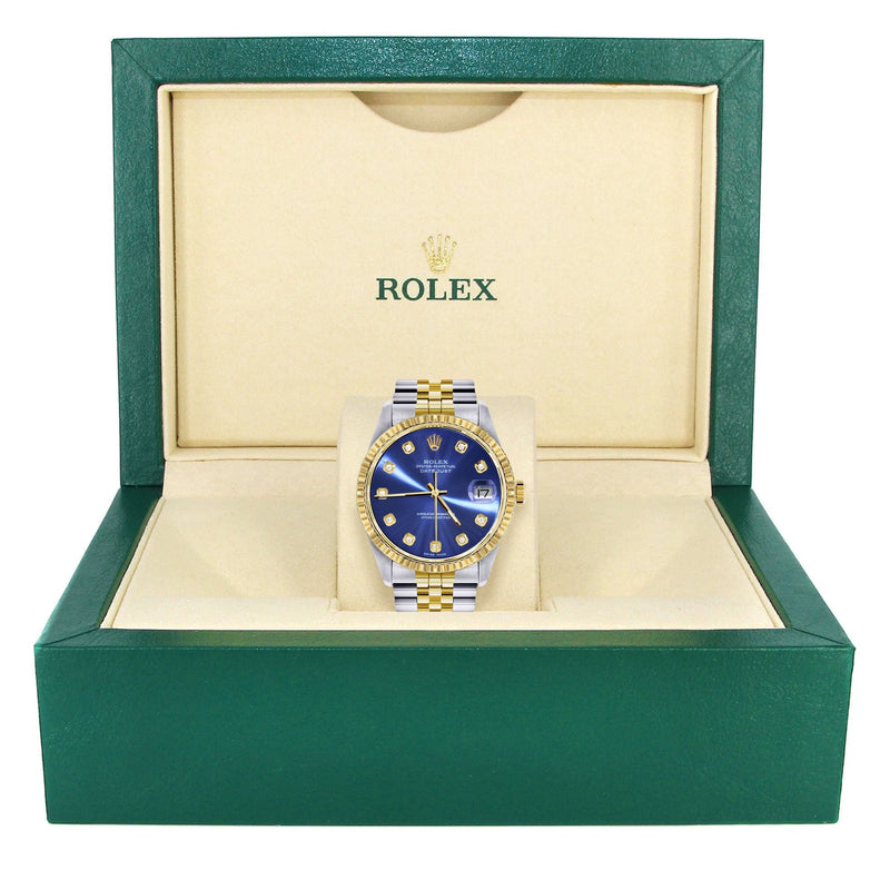 Womens Rolex Datejust Watch 16233 Two Tone | 36Mm | Blue Dial | Fluted Bezel | Jubilee Band