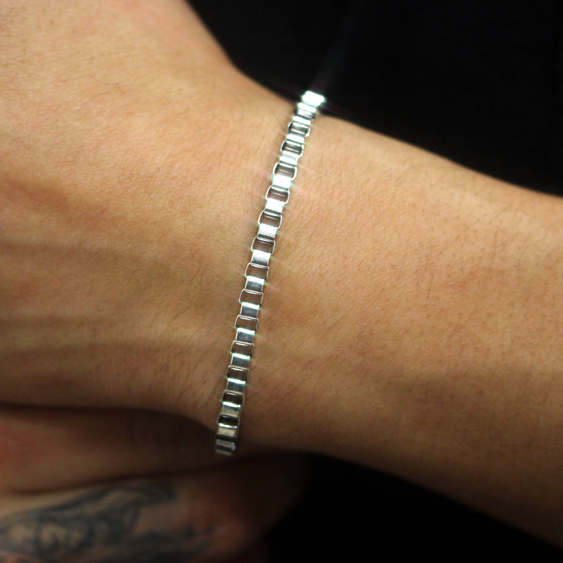 White Gold Plated Box Bracelet