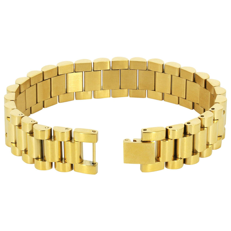 Gold Plated Mens Presidential Band Bracelet
