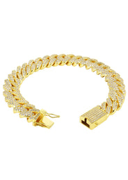 Gold Plated Mens Iced Out Miami Cuban Link Bracelet