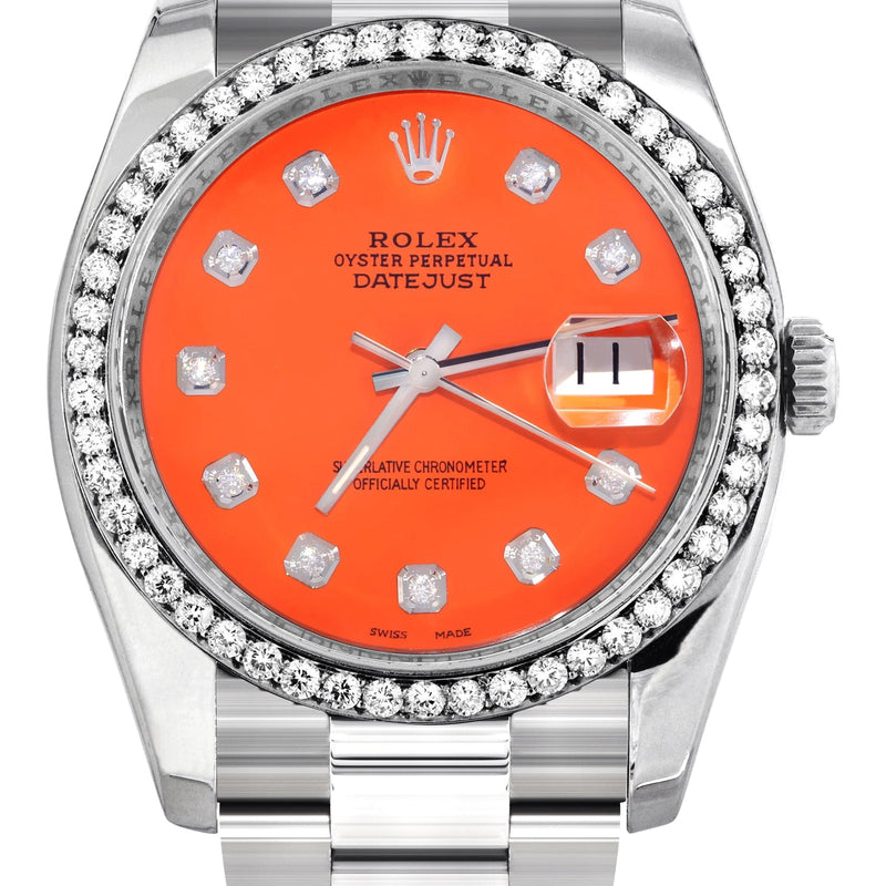 116200 | Rolex Datejust Watch | 36Mm | Orange Dial | Oyster Band