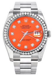 116200 | Rolex Datejust Watch | 36Mm | Orange Dial | Oyster Band
