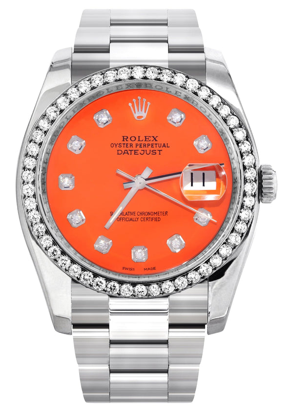 116200 | Rolex Datejust Watch | 36Mm | Orange Dial | Oyster Band