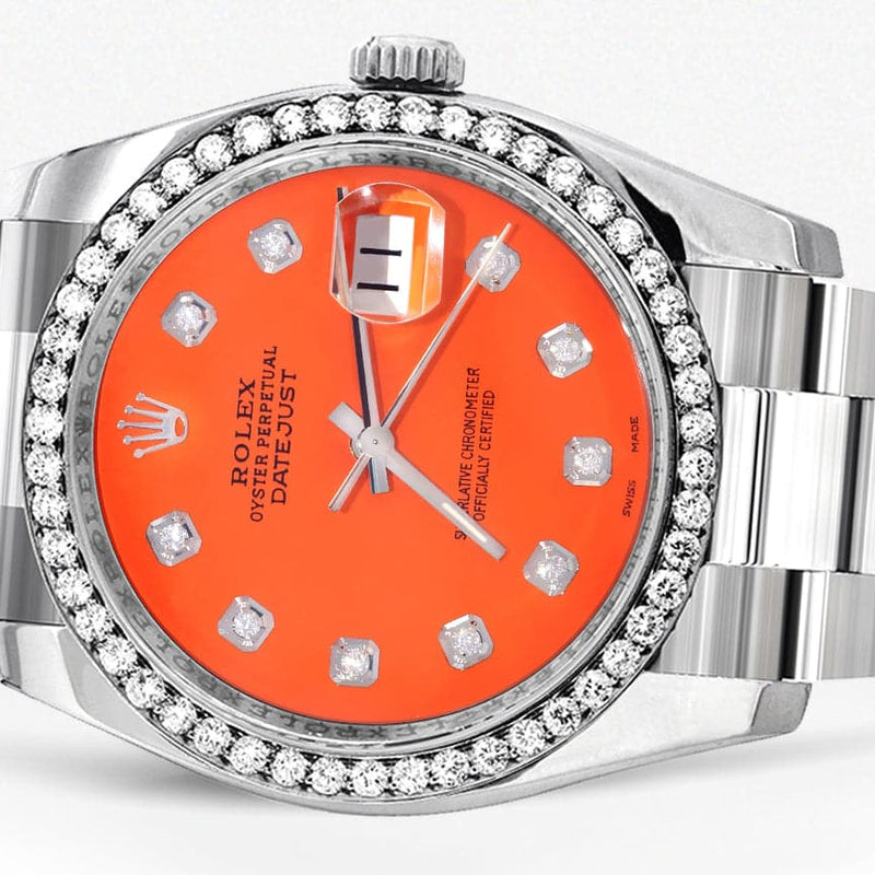 116200 | Rolex Datejust Watch | 36Mm | Orange Dial | Oyster Band
