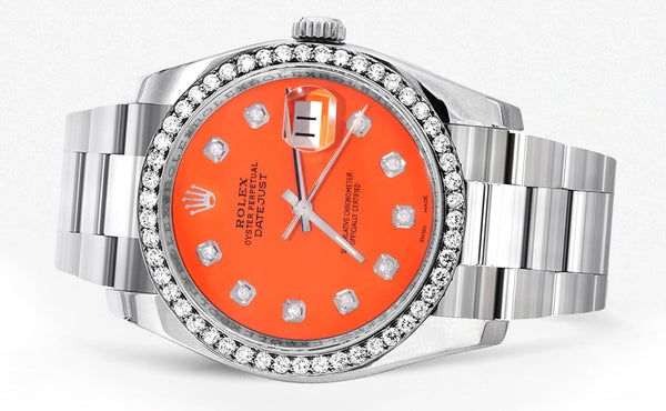 116200 | Rolex Datejust Watch | 36Mm | Orange Dial | Oyster Band