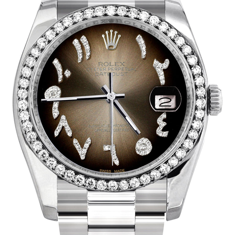 116200 | Rolex Datejust Watch | 36Mm | Brown Arabic Dial | Oyster Band