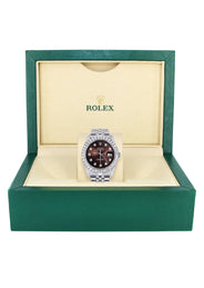 Iced Out Rolex Datejust 36 MM | Stainless Steel | 16.5 Carats of Diamonds | Brown Diamond Dial | Jubilee Band | Model 116200