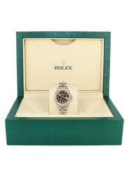 Womens Diamond Gold Hidden Clasp Rolex Watch | 1 Carat Bezel | 26Mm | Chocolate Dial | Jubilee Band | Model 179173