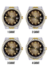 116233 | Hidden Clasp | Gold & Steel Rolex Datejust Watch | 36Mm | Brown Arabic Diamond Dial | Jubilee Band