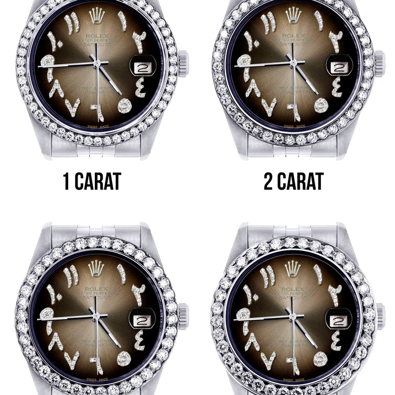116200 | Hidden Clasp | Diamond Rolex Datejust Watch | 36Mm | Brown Arabic Diamond Dial | Jubilee Band
