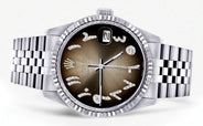 Mens Rolex Datejust Watch 16200 | Fluted Bezel | 36Mm | Brown Arabic Dial | Jubilee Band