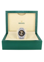 Iced Out Rolex Datejust 36 MM | Stainless Steel | 10 Carats of Diamonds | Brown Arabic Diamond Dial | Jubilee Band