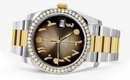 116233 | Gold & Steel Rolex Datejust Watch | 36Mm | Brown Arabic Diamond Dial | Oyster Band