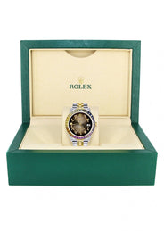 Diamond Gold Rolex Watch For Men 16233 | 36Mm | Rainbow Sapphire Bezel | Diamond Brown Arabic Numeral Dial | Jubilee Band