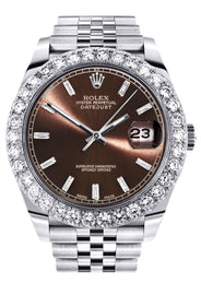 Rolex Datejust 41 Watch | 41 MM | Custom Brown Baguette Diamond Dial | Jubilee Band