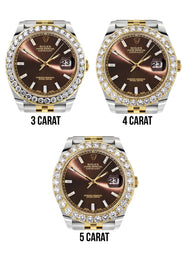 Rolex Datejust 41 Watch | 41 MM | 18K Yellow Gold & Stainless Steel | Custom Brown Baguette Diamond Dial | Jubilee Band